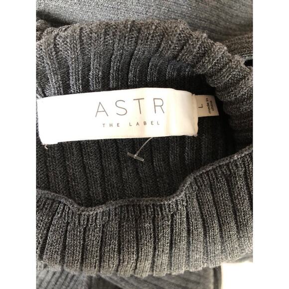 ASTR  Essential Cold Shoulder Dress Mock Neck Midi Sweater Gray NWT L - Picture 5 of 10